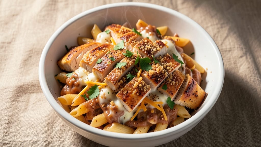 Applebee's 3 Cheese Chicken Penne Copycat Recipe: Crispy Breadcrumb Crown Over Smoky Cheddar Streaks