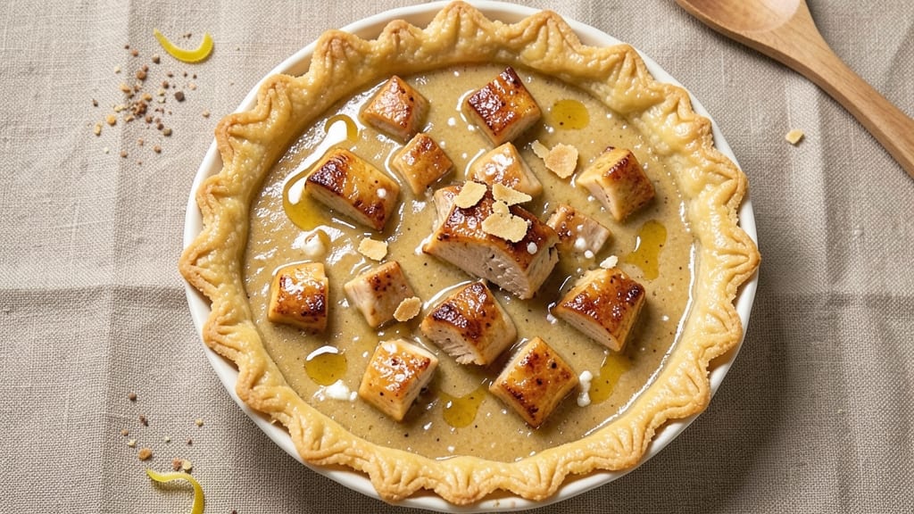 Bisquick Chicken Pie Recipe No Vegetables: Golden Crust Over Creamy Chicken Filling