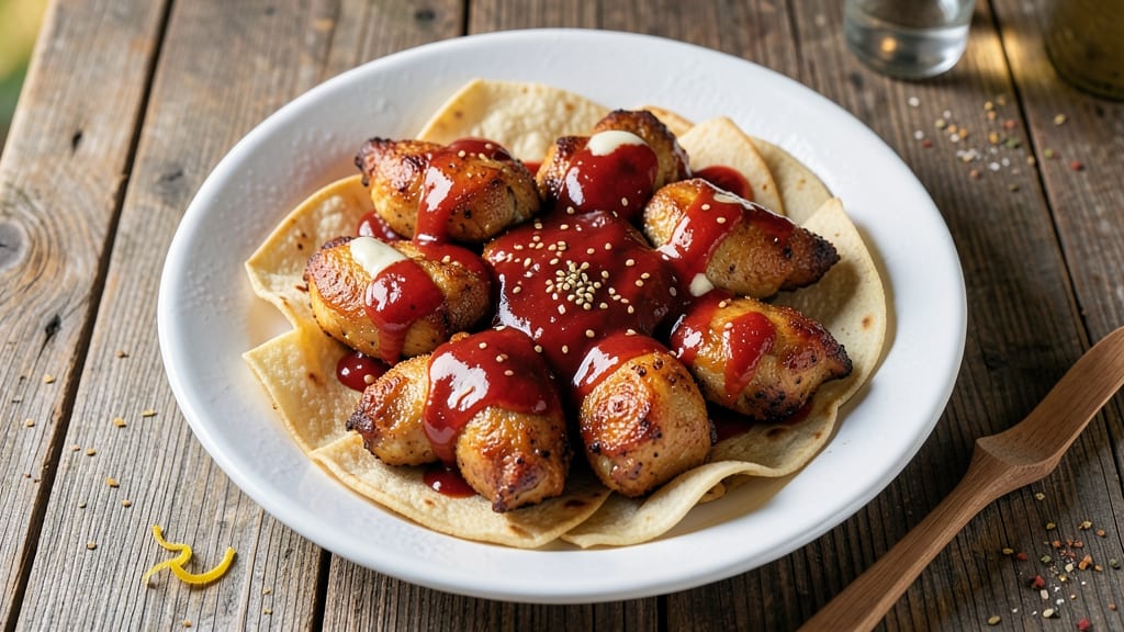 Bang Bang Chicken Bake Recipe: Crispy Tortilla Crown Over Smoky Cheddar Streaks