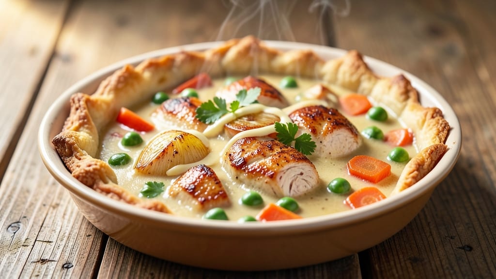 Campbell's Cream of Chicken Pot Pie Recipe: Celery Crown Crunch Over Creamy Filling