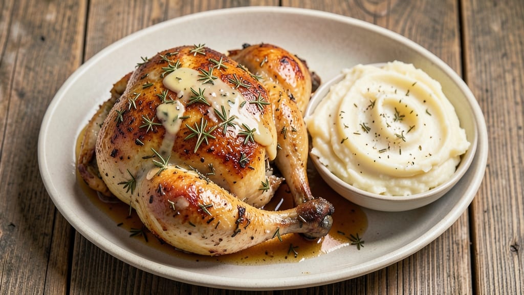Best Chicken Recipe to Go With Mashed Potatoes: Herbed Butter Roast With Juicy Pan Gravy