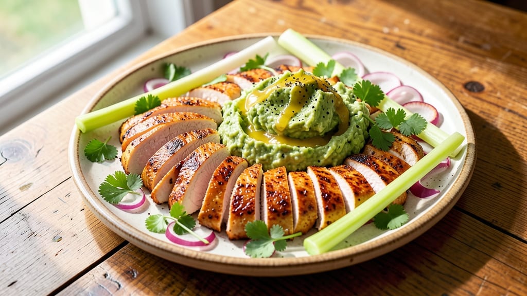 Chicken Guacamole Recipe: Crispy Celery Crown Over Creamy Avocado Bliss