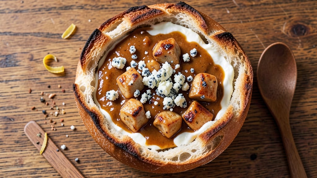 Buffalo Chicken Dip Bread Bowl Recipe: Crispy Crown Over Spicy Cheese Rivers