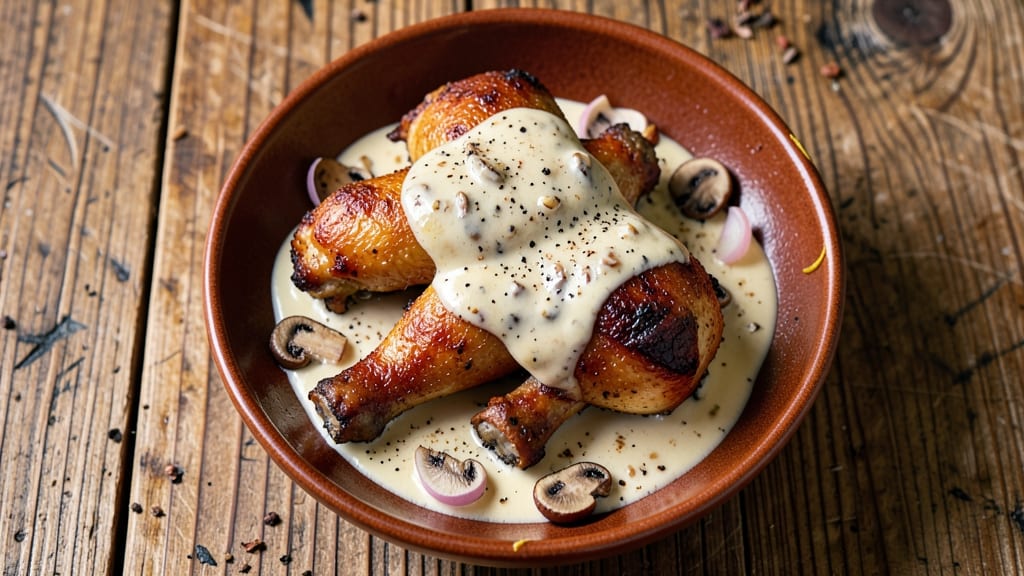 Baked Chicken Drumsticks With Cream of Mushroom Soup Recipe: Crispy Skin, Creamy Mushroom Baste