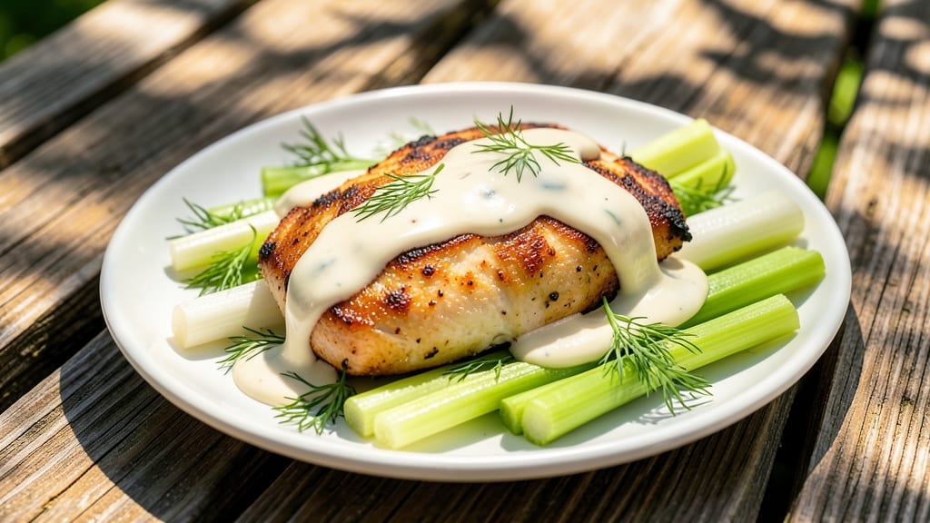 Picnic Chicken Recipe: Crispy Celery Crown Over Tangy Ranch Bliss
